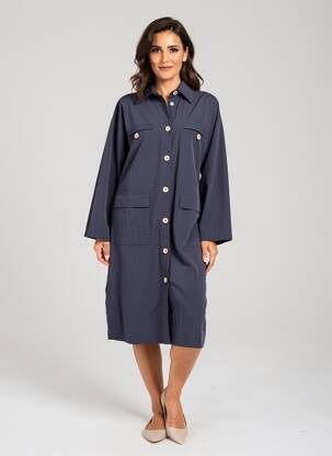 Robe mi-longue manches longues manches longues bleu GUITARE femme