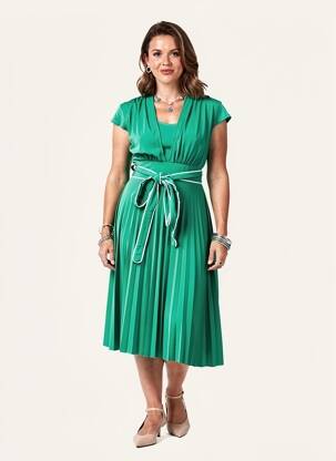 Robe mi-longue manches courtes manches courtes vert GREGORY PAT femme