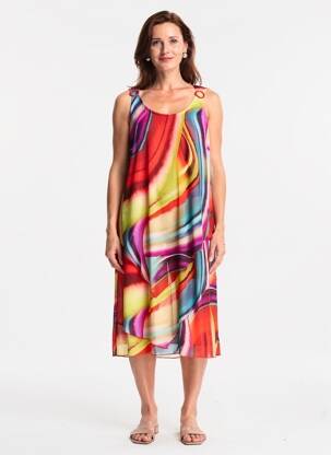 Robe mi-longue sans manche sans manche rouge GREGORY PAT femme