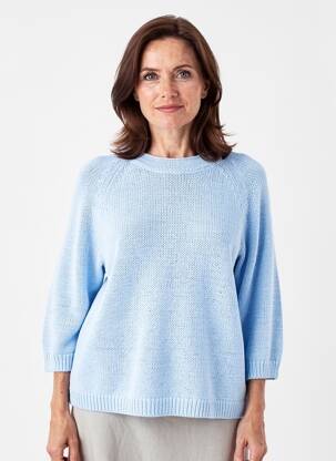 Pull coupe droite manches 3/4 bleu OLSEN femme