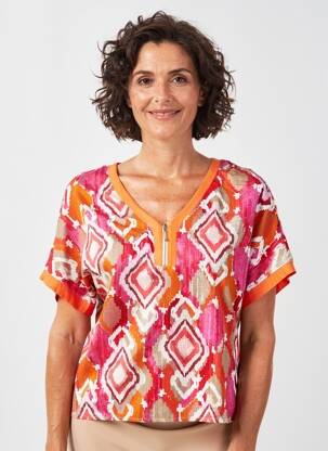 T-shirt imprimé fantaisie manches courtes rose GUY DUBOUIS femme