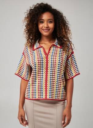 Top manches courtes manches courtes rouge LION OF PORCHES femme