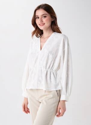 Top coupe cintrée manches longues blanc LION OF PORCHES femme