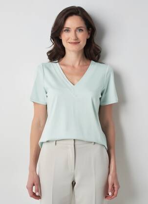 T-shirt coupe droite manches courtes vert GUY DUBOUIS femme