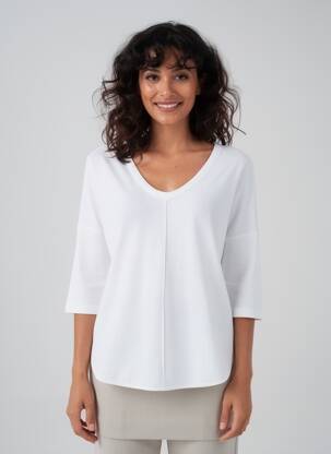 Top tissage crêpe manches 3/4 blanc GUITARE femme