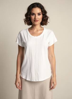 Top tissage crêpe manches courtes blanc GUITARE femme