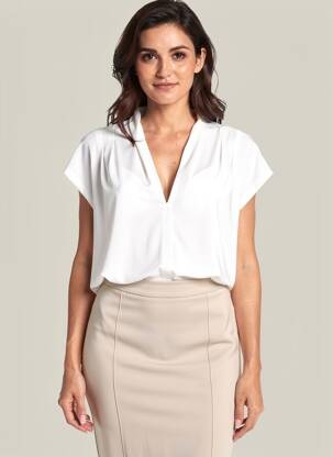Top tissage crêpe manches courtes blanc ANANKE femme