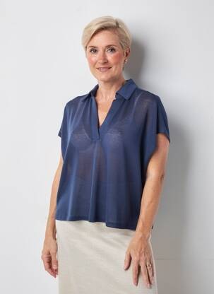 Blouse manches courtes bleu MARBLE femme