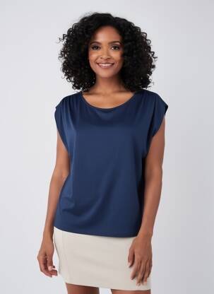 T-shirt coupe droite manches courtes bleu GUITARE femme