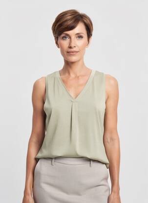 Débardeur coupe droite sans manche vert MARBLE femme