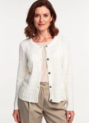 Gilet manches longues col rond blanc OLSEN femme