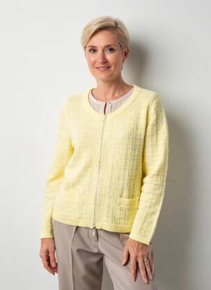 Gilet manches longues col rond jaune OLSEN femme