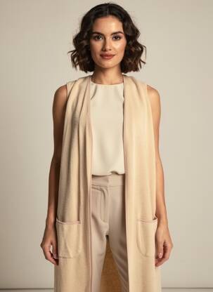 Gilet sans manche coupe droite beige CALIDA femme