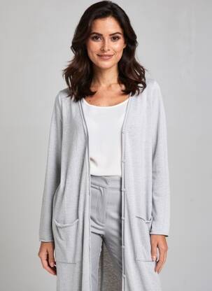Gilet manches longues fermeture boutonnée sur le devant gris LE CHAT femme