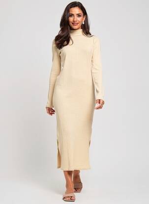 Robe longue manches longues manches longues beige CALIDA femme