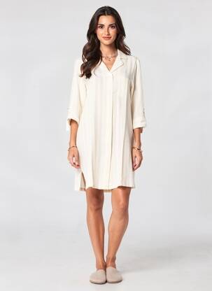Chemise de nuit fermeture boutonnée sur le devant beige PILUS femme