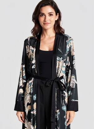 Veste kimono manches longues noir CALIDA femme