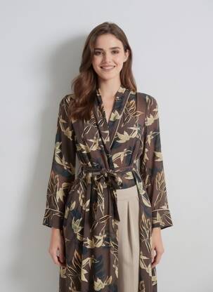 Veste kimono manches longues marron PILUS femme
