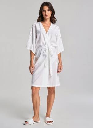 Robe de chambre col v blanc PLUTO ON THE MOON femme