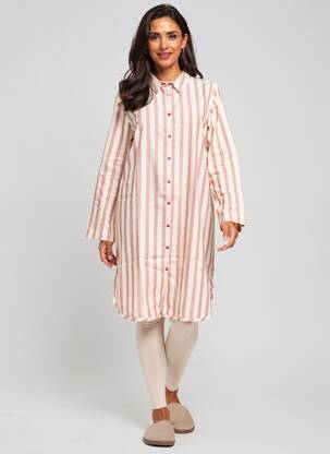 Chemise de nuit imprimé rayures beige PLUTO femme