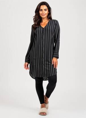 Chemise de nuit imprimé rayures noir PILUS femme