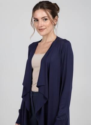 Gilet manches longues manches longues bleu MARJOLAINE femme