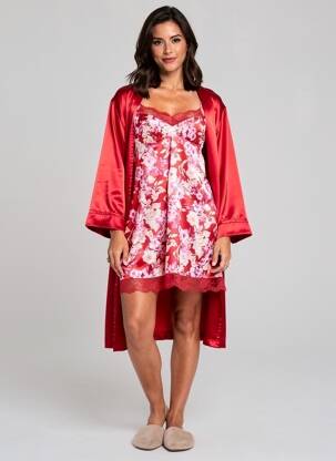 Nuisette/combinette effet matière satinée rouge ANTINEA femme