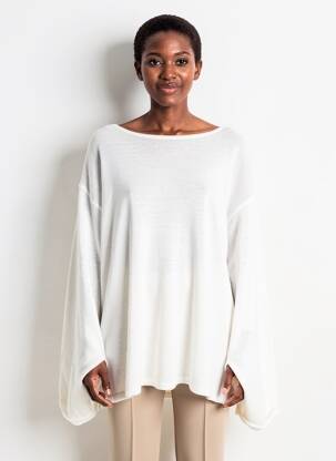Pull coupe droite manches longues blanc CHANTELLE femme