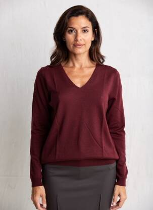 Pull coupe droite manches longues rouge OSCALITO femme