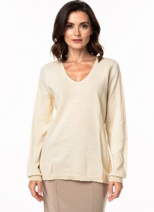 Pull coupe droite manches longues beige OSCALITO femme