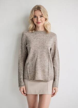 Pull coupe cintrée manches longues marron OSCALITO femme