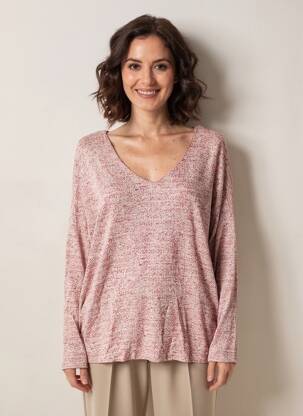 Pull coupe droite manches longues rouge CALIDA femme