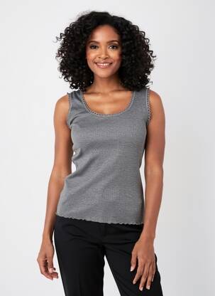 Débardeur tissage côtelé sans manche gris LISANZA femme