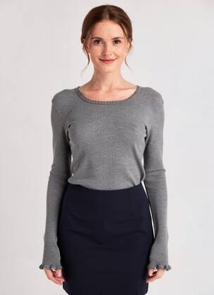 T-shirt manches longues manches longues gris LISANZA femme