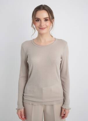 T-shirt manches longues manches longues marron LISANZA femme