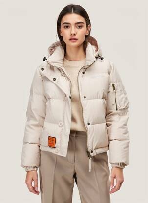 Doudoune manches longues a capuche beige BOMBERS femme