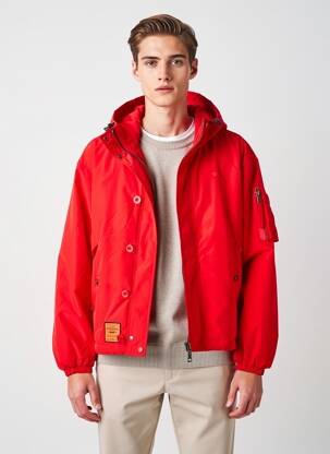 Doudoune manches longues a capuche rouge BOMBERS femme