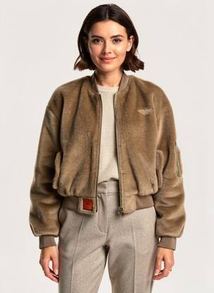 Veste casual fermeture zippée sur le devant vert BOMBERS femme