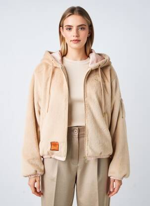 Veste casual fermeture zippée sur le devant beige BOMBERS femme