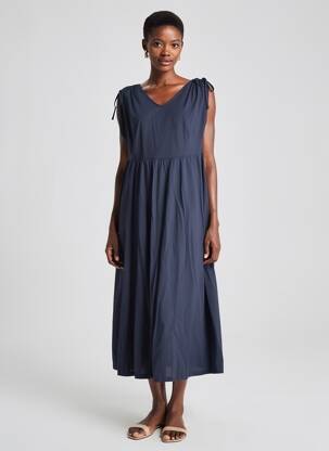 Robe longue manches courtes manches courtes bleu SHEEGO femme