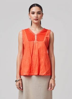 Top stretch sans manche orange SHEEGO femme