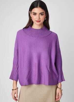 Pull coupe droite manches 3/4 violet HEINE femme