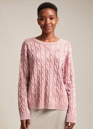 Pull coupe droite manches longues rose HEINE femme