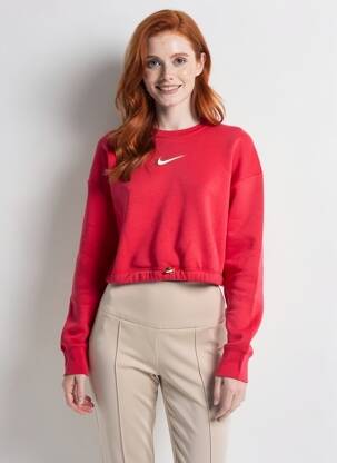 Pull resserrée sur le bas manches longues rose NIKE femme