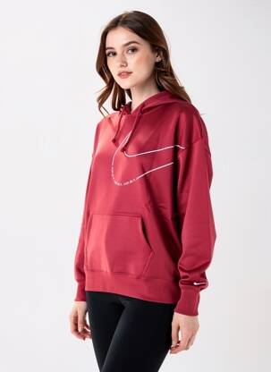 Sweat-shirt à capuche poches manches longues rouge NIKE femme