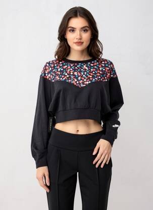 Pull stretch manches longues noir NIKE femme