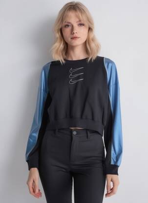 Pull stretch manches longues noir NIKE femme