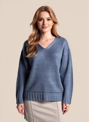 Pull coupe droite manches longues bleu HEINE femme