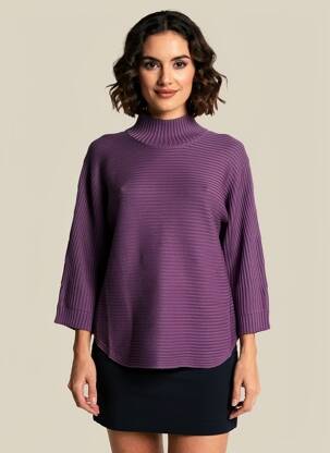 Pull coupe droite manches longues violet HEINE femme
