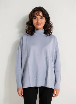 Pull coupe droite manches longues bleu HEINE femme